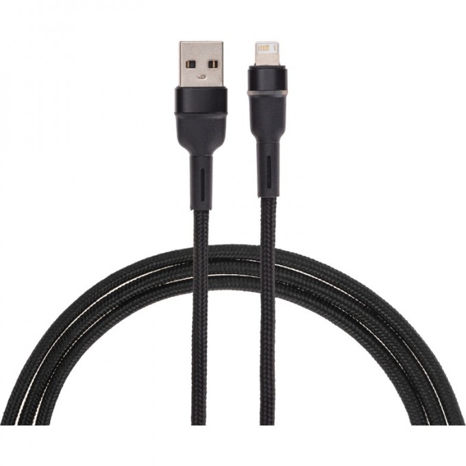 Кабель REXANT USB-A – Lightning для Apple, 2,4А, 1м, в черной нейлоновой оплетке, с LED подсветкой 18-7059 Кабель REXANT USB-A – Lightning для Apple, 2,4А, 1м, в черной нейлоновой оплетке, с LED подсветкой 18-7059