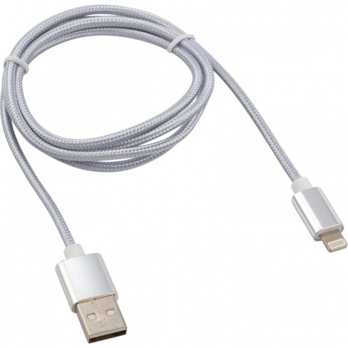 Кабель REXANT USB-Lightning 1 м серебристая нейлоновая оплетка 18-7051 Кабель REXANT USB-Lightning 1 м серебристая нейлоновая оплетка 18-7051