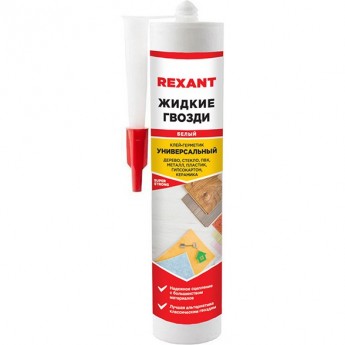 Клей-герметик жидкие гвозди REXANT акриловый универсальный, 280 мл, белый