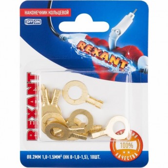 Наконечник кольцевой REXANT ø8.2мм, 1.0-1.5мм², НК 8-1,0-1,5 (в упак. 10 шт.) Наконечник кольцевой REXANT ø8.2мм, 1.0-1.5мм², НК 8-1,0-1,5 (в упак. 10 шт.)