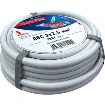 Провод REXANT ПВС 3x2.5 мм² соединительный 5 м Провод REXANT ПВС 3x2.5 мм² соединительный 5 м