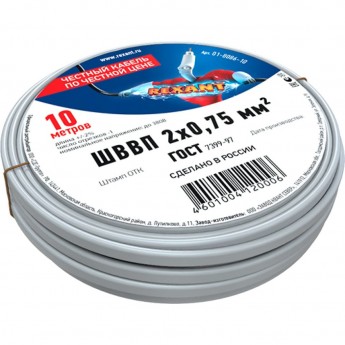 Провод ШВВП REXANT 2х0.75 мм² 10 м Провод ШВВП REXANT 2х0.75 мм² 10 м