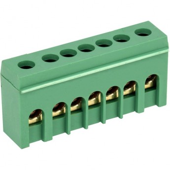 Шина REXANT PE в корпусном зеленом изоляторе 7 групп Шина REXANT PE в корпусном зеленом изоляторе 7 групп