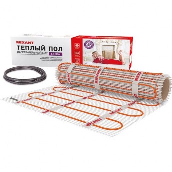 Теплый пол, нагревательный мат REXANT EXTRA, двухжильный, площадь10 м², 0.5х20 м, 1600 Вт Теплый пол, нагревательный мат REXANT EXTRA, двухжильный, площадь10 м², 0.5х20 м, 1600 Вт