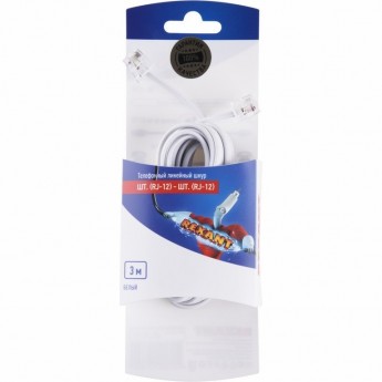 Удлинитель REXANT 6р-4с 3 м телефонный белый Удлинитель REXANT 6р-4с 3 м телефонный белый