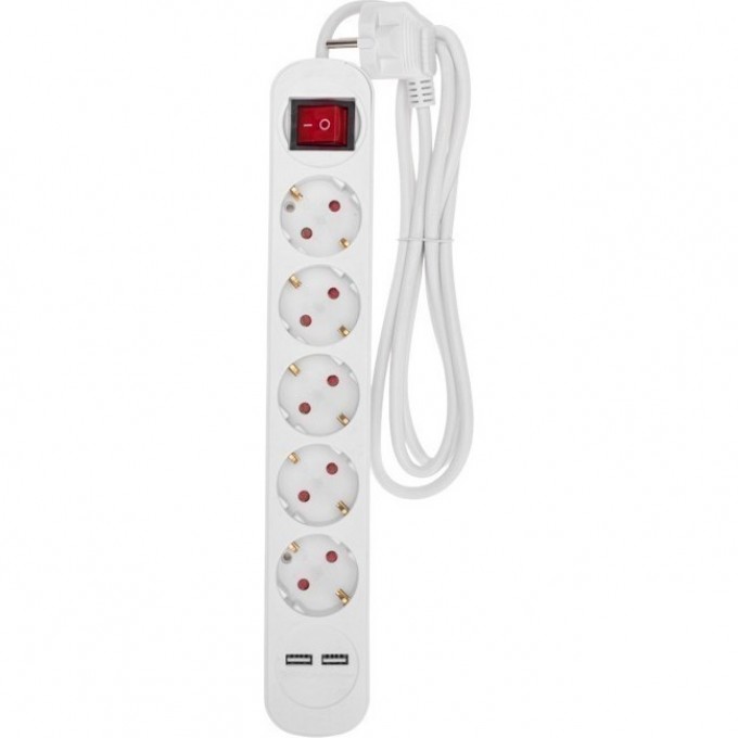 Удлинитель REXANT STANDARD 5 гнезд, 1,5м, 3х1,0мм², с/з, с выключателем, 2 USB, белый 13-4034 Удлинитель REXANT STANDARD 5 гнезд, 1,5м, 3х1,0мм², с/з, с выключателем, 2 USB, белый 13-4034