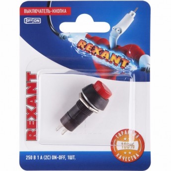 Выключатель-кнопка REXANT PBS-11А красная, в упаковке 1шт. Выключатель-кнопка REXANT PBS-11А красная, в упаковке 1шт.